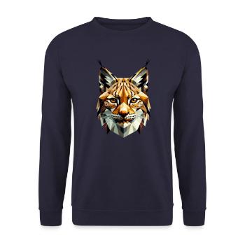 Abstrakter geometrischer Luchs - Farbgestaltung - Unisex Pullover - Navy - Vorne - Alina (178cm) & Michal (187cm)