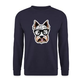 Hipster Terrier Hundeliebhaber - Unisex Pullover - Navy - Vorne - Alina (178cm) & Michal (187cm)