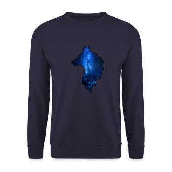 Milky way in the black contour of the wolf - Unisex Sweatshirt - navy - Front - Alina (178cm) & Michal (187cm)