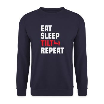 Eat Sleep Tilt Repeat Pinball Pinball Machine - Unisex Sweatshirt - navy - Front - Alina (178cm) & Michal (187cm)