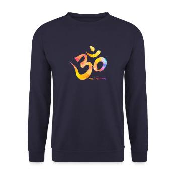 Om Holi Festival Happy Holi - Unisex Pullover - Navy - Vorne - Alina (178cm) & Michal (187cm)