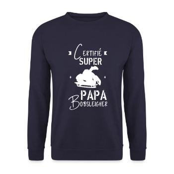 Super papa Bobsleigher cadeau père - Sweat-shirt Unisexe - marine - Devant - Alina (178cm) & Michal (187cm)