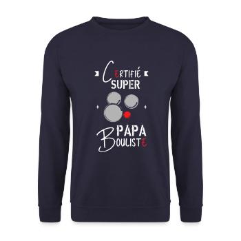 Super papa Bouliste | papa pétanque cadeau papa - Sweat-shirt Unisexe - marine - Devant - Alina (178cm) & Michal (187cm)