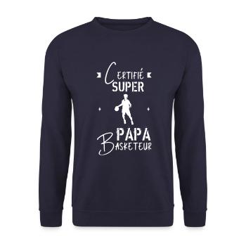 Super papa Basketteur - Sweat-shirt Unisexe - marine - Devant - Alina (178cm) & Michal (187cm)