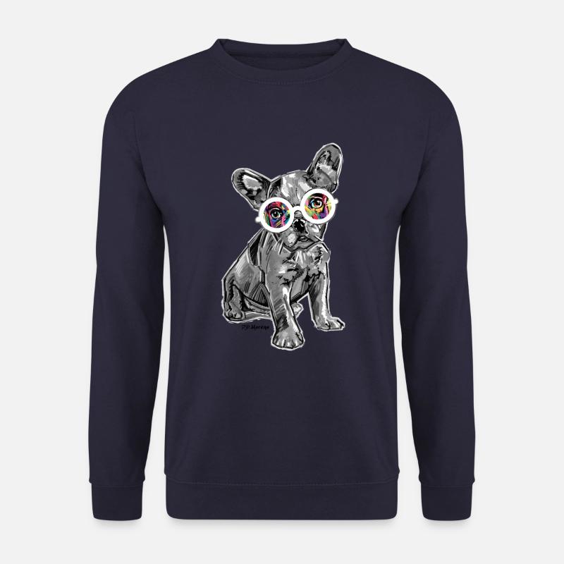 P.D. Moreno Bulldogge Mit Brille - Unisex Pullover - Navy