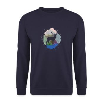 nature,nature,deer,trees,mountains,landscape,forest - Unisex Sweatshirt - navy - Front - Alina (178cm) & Michal (187cm)