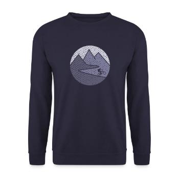 Mountainbike MTB Fahrrad Radsport Outdoor Geschenk - Unisex Pullover - Navy - Vorne - Alina (178cm) & Michal (187cm)