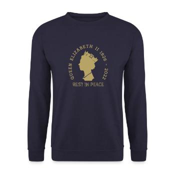 Queen Elizabeth II - Unisex Pullover - Navy - Vorne - Alina (178cm) & Michal (187cm)
