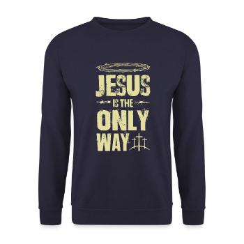 Jesus is the Way - Unisex Sweatshirt - navy - Front - Alina (178cm) & Michal (187cm)