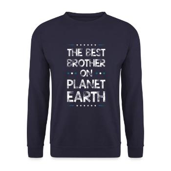 Bester Bruder Spruch - Unisex Pullover - Navy - Vorne - Alina (178cm) & Michal (187cm)