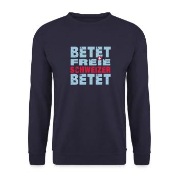 Betet freie Schweizer betet - Unisex Pullover - Navy - Vorne - Alina (178cm) & Michal (187cm)
