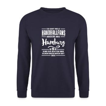 Handball Hamburg - Unisex Pullover - Navy - Vorne - Alina (178cm) & Michal (187cm)