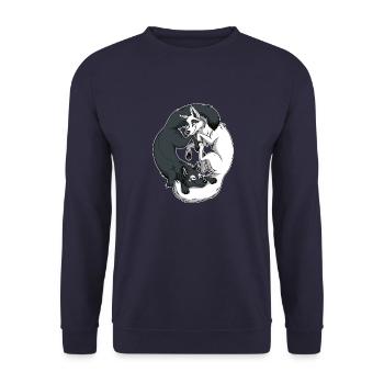 Yin Yang Foxes (weißer Rand) - Unisex Pullover - Navy - Vorne - Alina (178cm) & Michal (187cm)