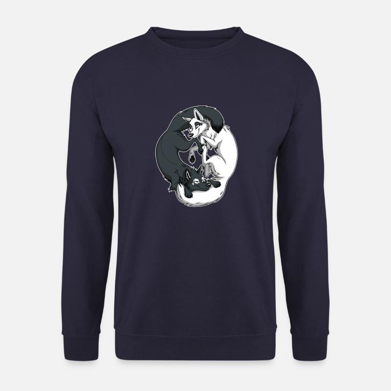 Yin Yang Foxes (weißer Rand) - Unisex Pullover - Navy