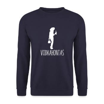 Vodkahontas Geschenk Hochzeit Ehe Braut - Unisex Pullover - Navy - Vorne - Alina (178cm) & Michal (187cm)