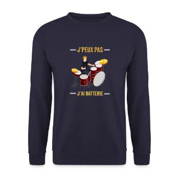 je peux pas j ai batterie humour batteur drôles - Sweat-shirt Unisexe - marine - Devant - Alina (178cm) & Michal (187cm)