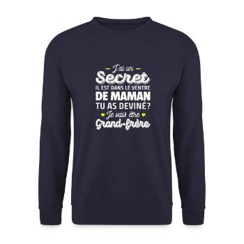 j ai un secret / je vais être grand-frère - Sweat-shirt Unisexe - marine - Devant - Alina (178cm) & Michal (187cm)
