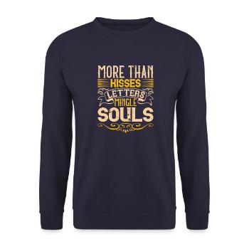 More than kisses, letters mingle souls - Unisex Sweatshirt - navy - Front - Alina (178cm) & Michal (187cm)