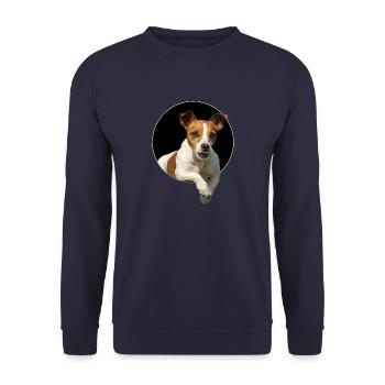 Jack Russel aus dem Loch - Unisex Pullover - Navy - Vorne - Alina (178cm) & Michal (187cm)