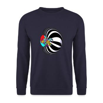 Farben und Streifen - Unisex Pullover - Navy - Vorne - Alina (178cm) & Michal (187cm)