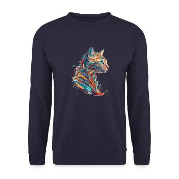 Visage d’un beau chaton comme un chat en couleur - Sweat-shirt Unisexe - marine - Devant - Alina (178cm) & Michal (187cm)