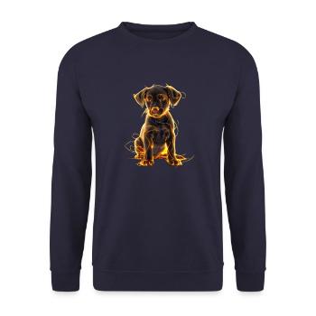 Cute Puppy with Glowing Lines V2 - Unisex Pullover - Navy - Vorne - Alina (178cm) & Michal (187cm)