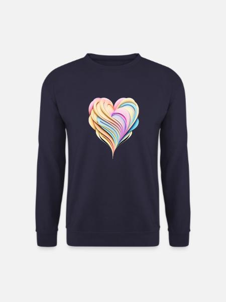 Pastellregenbogenherz in 3D-Optik - Unisex Pullover - Navy