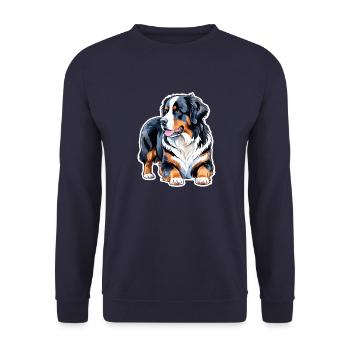 Berner Sennenhund Wasserfarben - Unisex Pullover - Navy - Vorne - Alina (178cm) & Michal (187cm)