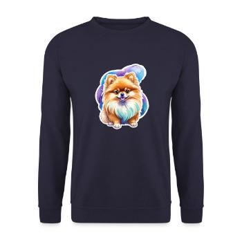 Poméranien Poméranien Aquarelle - Sweat-shirt Unisexe - marine - Devant - Alina (178cm) & Michal (187cm)