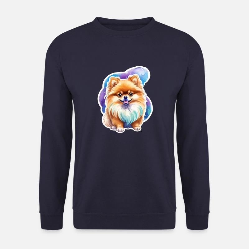 Pomeranian Zwergspitz Wasserfarben - Unisex Pullover - Navy