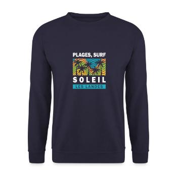 048s PLAGES SURF SOLEIL - Sweat-shirt Unisexe - marine - Devant - Alina (178cm) & Michal (187cm)