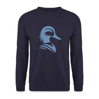 Minimalist Duck Silhouette Portrait - Unisex Sweatshirt - navy - Front - Alina (178cm) & Michal (187cm)