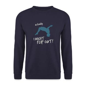 I Might Flip Out! BackFlip Parkour Freerunning - Unisex Sweatshirt - navy - Front - Alina (178cm) & Michal (187cm)