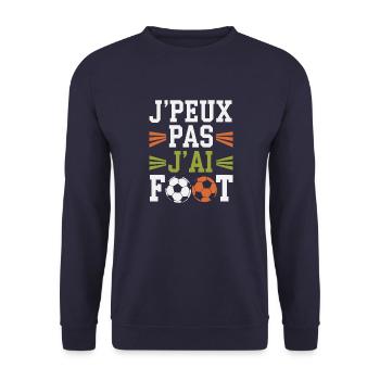 J'peux pas j'ai foot - Sweat-shirt Unisexe - marine - Devant - Alina (178cm) & Michal (187cm)