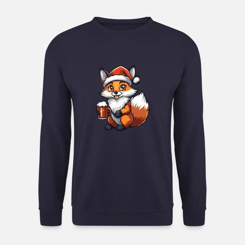 Fox Christmas Beer Funny - Unisex Sweatshirt - navy