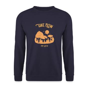 hike now cry later baby hiking - Unisex Sweatshirt - navy - Front - Alina (178cm) & Michal (187cm)