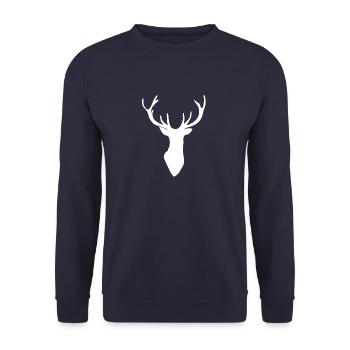 Silhouette de bois de cerf tête de cerf blanc - Sweat-shirt Unisexe - marine - Devant - Alina (178cm) & Michal (187cm)