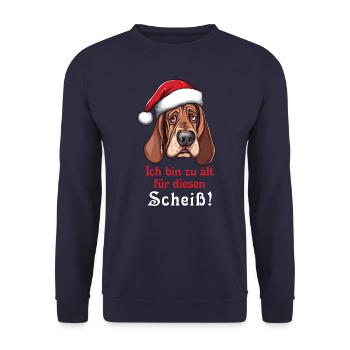Ich bin zu alt - mürrischer Hund - Weihnachten - Unisex Pullover - Navy - Vorne - Alina (178cm) & Michal (187cm)