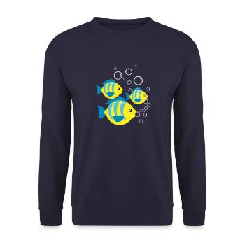poissons turquoise et jaune avec des bulles - Sweat-shirt Unisexe - marine - Devant - Alina (178cm) & Michal (187cm)
