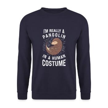 I'm Really A Pangolin In A Human Costume Funny - Unisex Pullover - Navy - Vorne - Alina (178cm) & Michal (187cm)