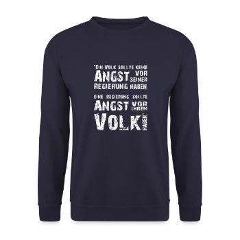 Volk Regierung Protest Meinungsfreiheit - Unisex Pullover - Navy - Vorne - Alina (178cm) & Michal (187cm)