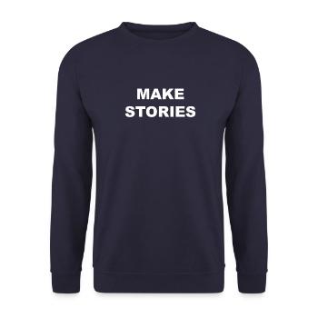 Make Stories Apparel - White - Unisex Sweatshirt - navy - Front - Alina (178cm) & Michal (187cm)