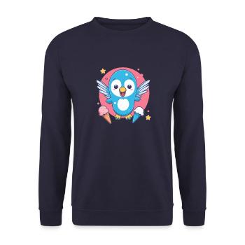 L’oiseau adore la crème glacée - Sweat-shirt Unisexe - marine - Devant - Alina (178cm) & Michal (187cm)