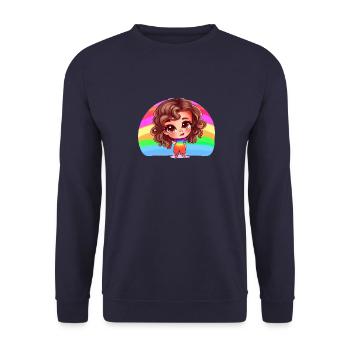 Girl Rainbow - Unisex Sweatshirt - navy - Front - Alina (178cm) & Michal (187cm)