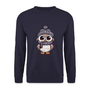 Bande dessinée d’hiver hibou - Sweat-shirt Unisexe - marine - Devant - Alina (178cm) & Michal (187cm)