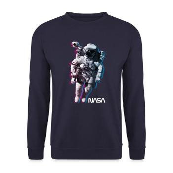 NASA Astronaute Avec Logo Officiel - Sweat-shirt Unisexe - marine - Devant - Alina (178cm) & Michal (187cm)