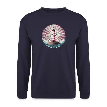 Pinker Leuchtturm - Unisex Pullover - Navy - Vorne - Alina (178cm) & Michal (187cm)