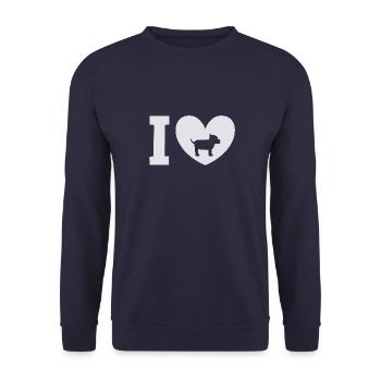 J’aime les chiens, les amoureux des chiens, l’amour des chiens, les amoureux des animaux - Sweat-shirt Unisexe - marine - Devant - Alina (178cm) & Michal (187cm)