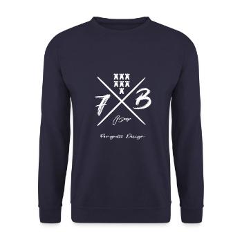 Pongratz Design | Moderne siebenbürgische Mode - Unisex Pullover - Navy - Vorne - Alina (178cm) & Michal (187cm)