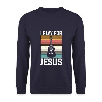 Guitar Player I Play for Jesus Christian God - Unisex Pullover - Navy - Vorne - Alina (178cm) & Michal (187cm)